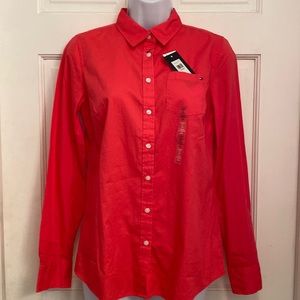 Tommy Hilfiger Coral Red Lg. Sl. Button up Blouse Women's Sz XS NWT